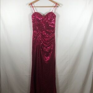 Strapless Sweetheart Neck Sequin Prom, Evening, Event‎ Dress in Pink